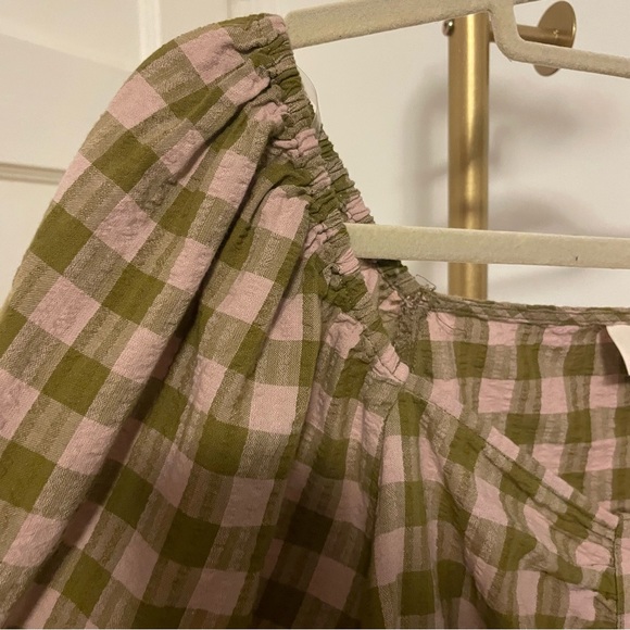 NWT Puff Short Sleeve Button-Front Blouse in Multicolor Plaid Size XXL - Picture 8 of 12